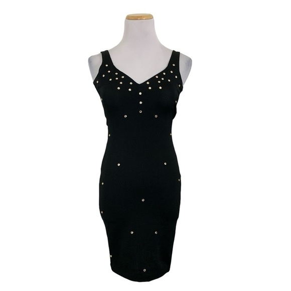 Vintage Moda International 90s Y2K Studded jeweled crystal Bodycon Mini Dress XS - Picture 4 of 16